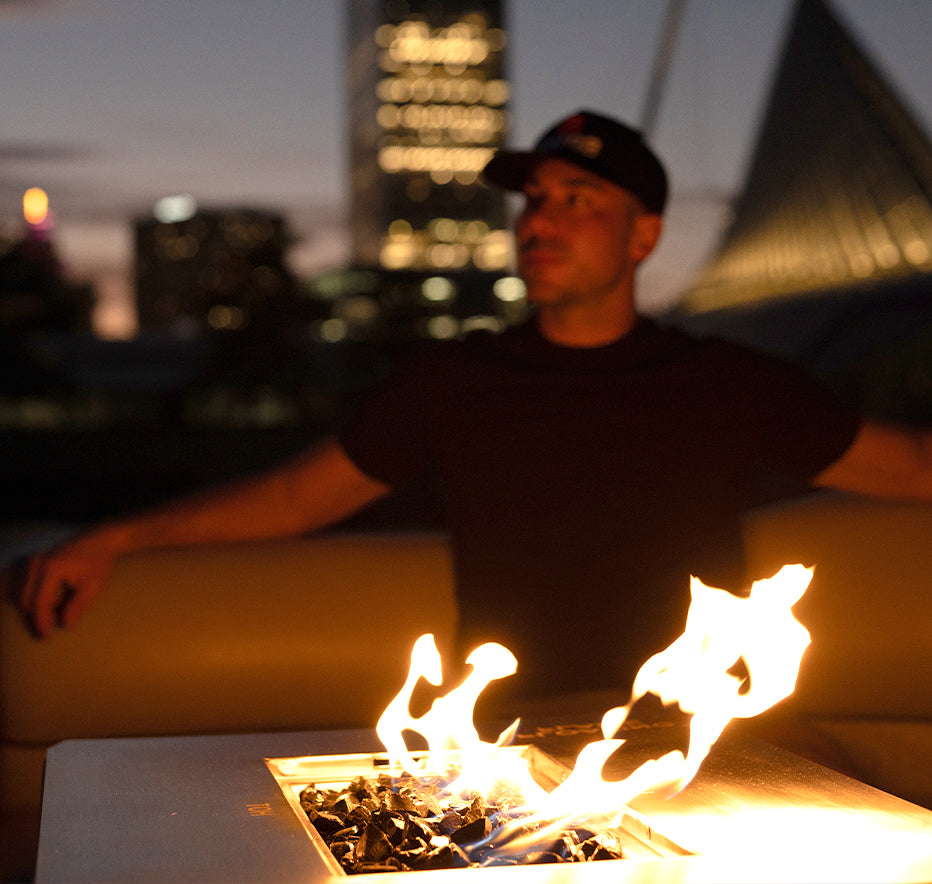 pontoon boat floating flame fire pit