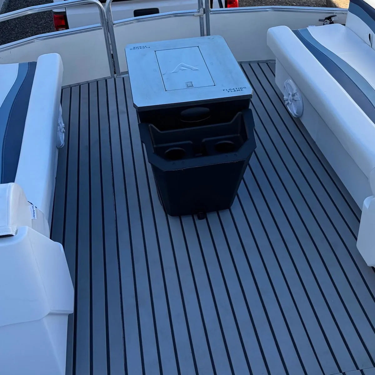Floating Flame set on a pontoon deck